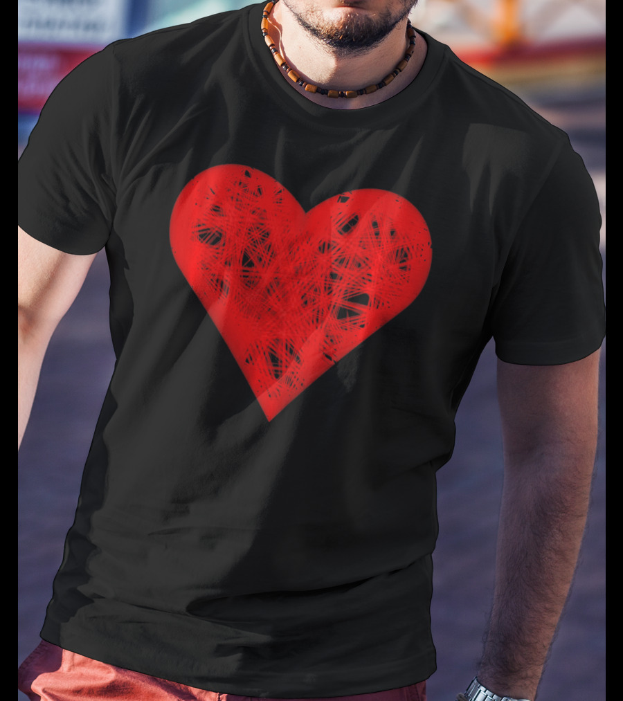 Faded Heart Strings Valentines Day Red Scribbled Heart T-Shirt
