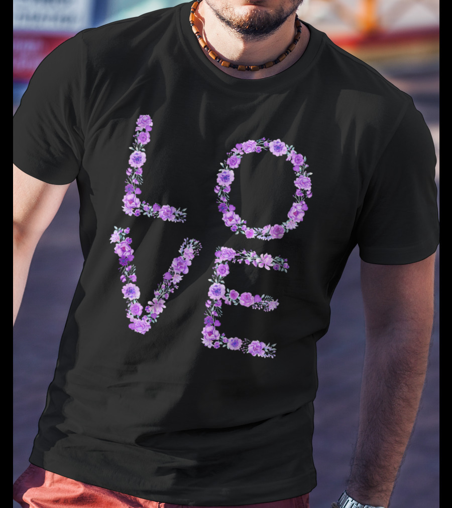 Love Floral Valentine Lilac Flowers T-Shirt