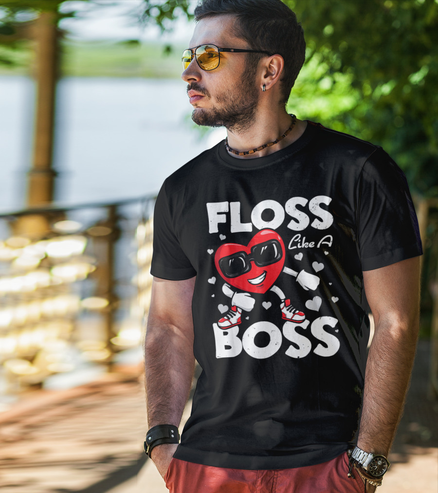 Floss Like A Boss Heart Dance Valentines T-Shirt