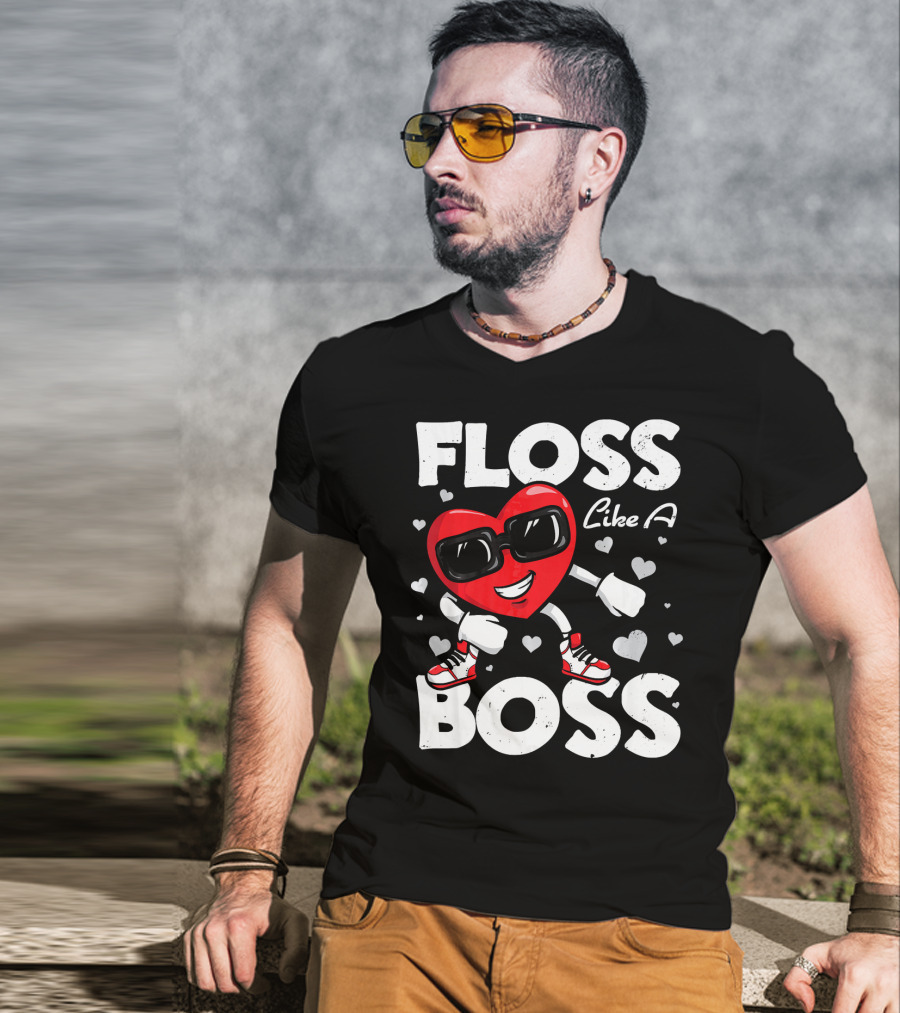Floss Like A Boss Heart Dance Valentines T-Shirt