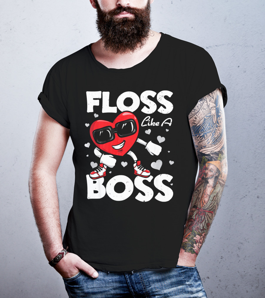 Floss Like A Boss Heart Dance Valentines T-Shirt