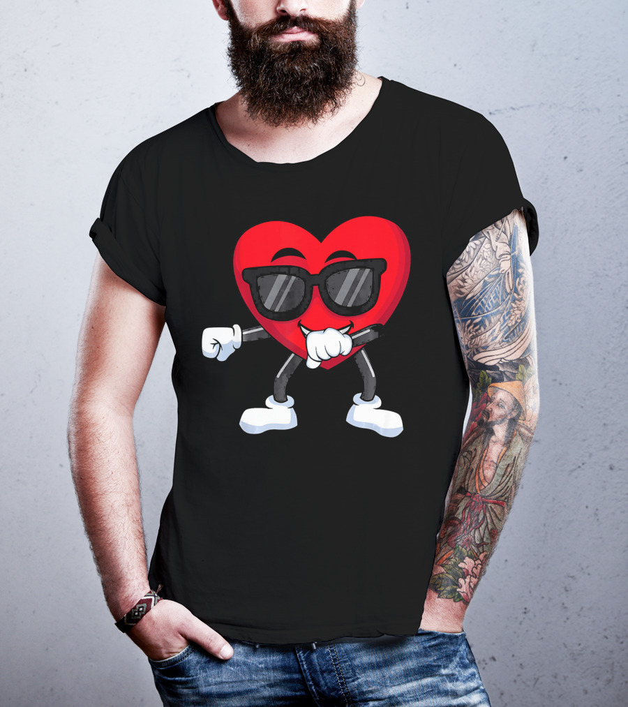 Dabbing Heart Valentines Day Boys Love T-Shirt
