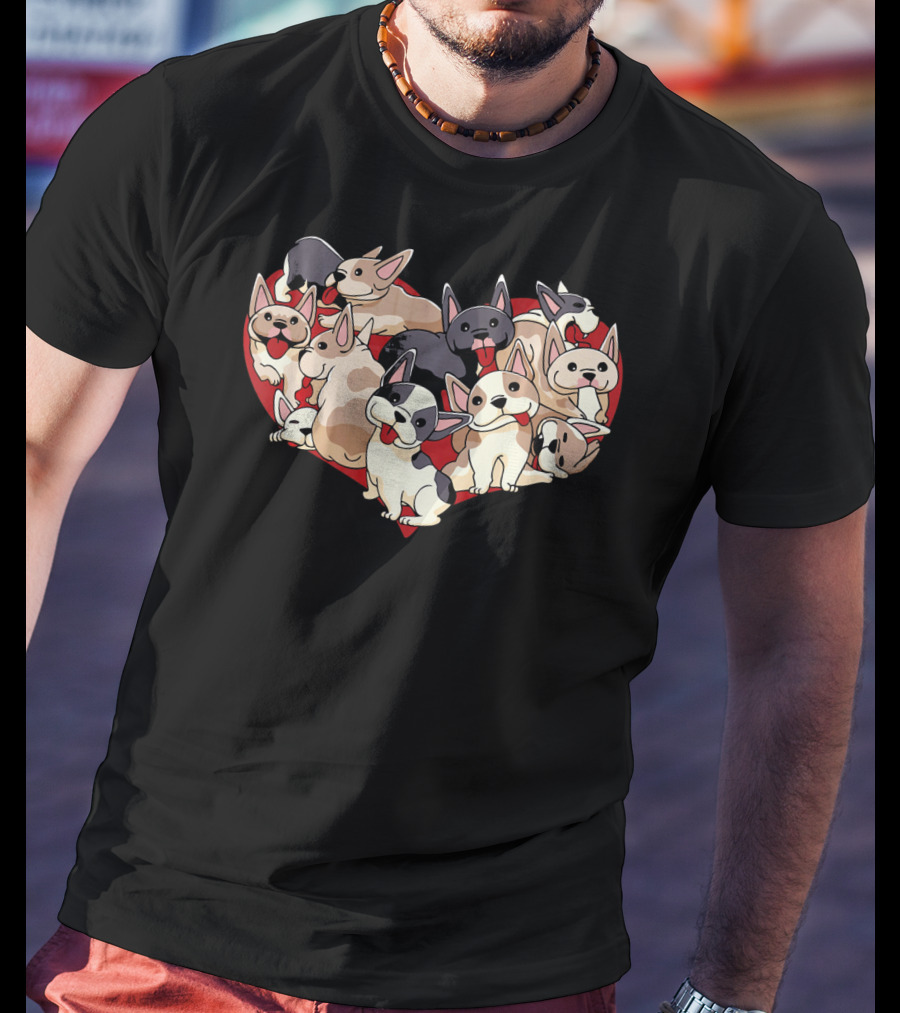 French Bulldog Heart Dog Frenchi Puppy Pack T-Shirt