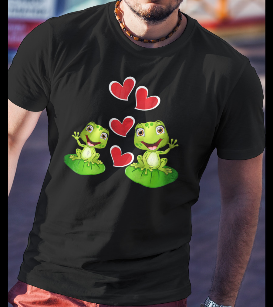 Frog Heart Valentine Day Animal Cute Frogs With Hearts T-Shirt