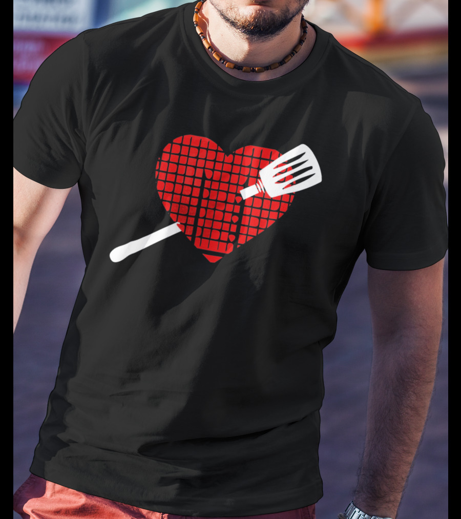 Funny BBQ Grilling Valentine's Day Heart With Spatula T-Shirt