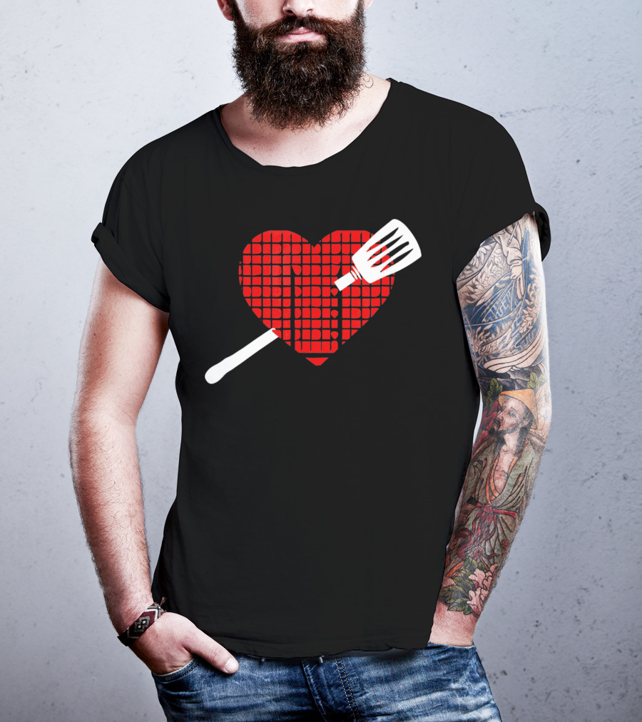 Funny BBQ Grilling Valentine's Day Heart With Spatula T-Shirt