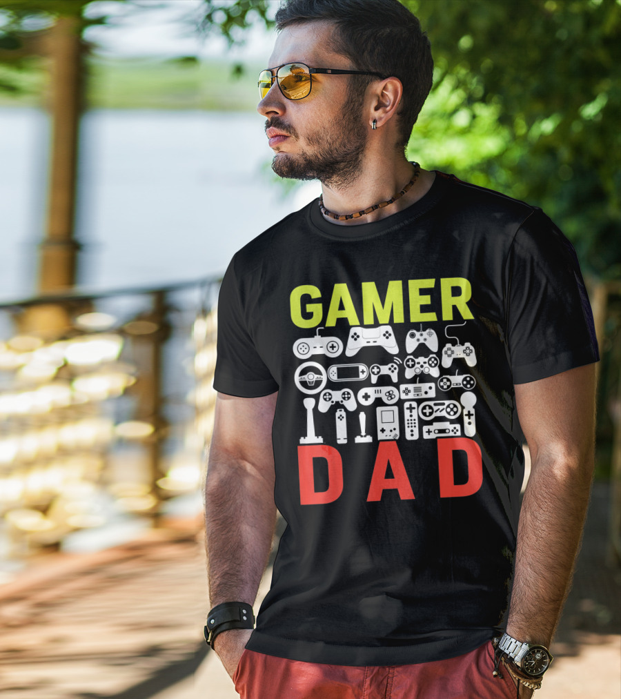 Gamer Dad Vintage Controller Collection Funny Birthday T-Shirt