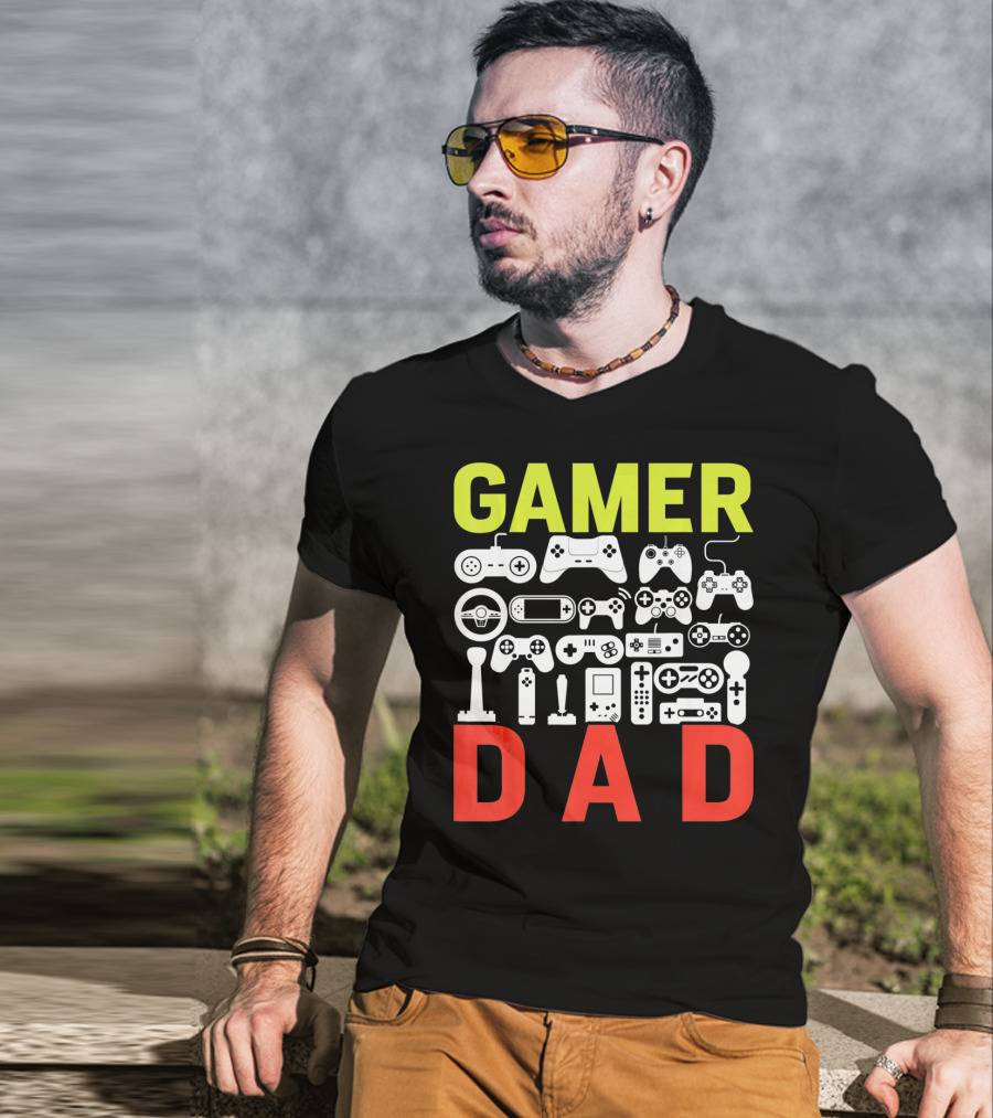 Gamer Dad Vintage Controller Collection Funny Birthday T-Shirt