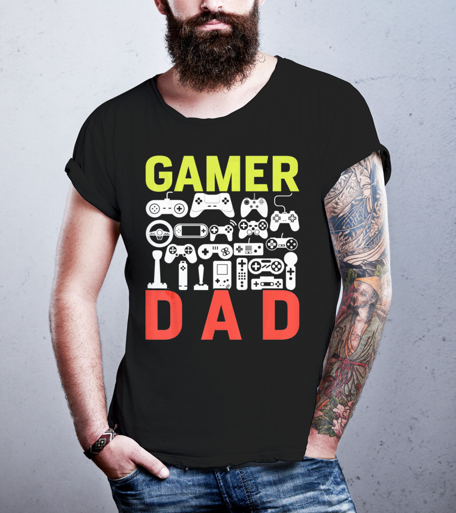 Gamer Dad Vintage Controller Collection Funny Birthday T-Shirt
