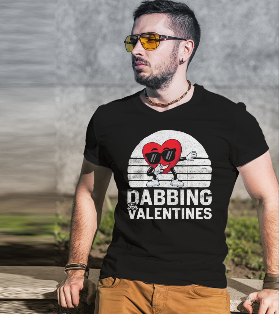 Dabbing For Valentines Funny Heart Valentine’s Day T-Shirt