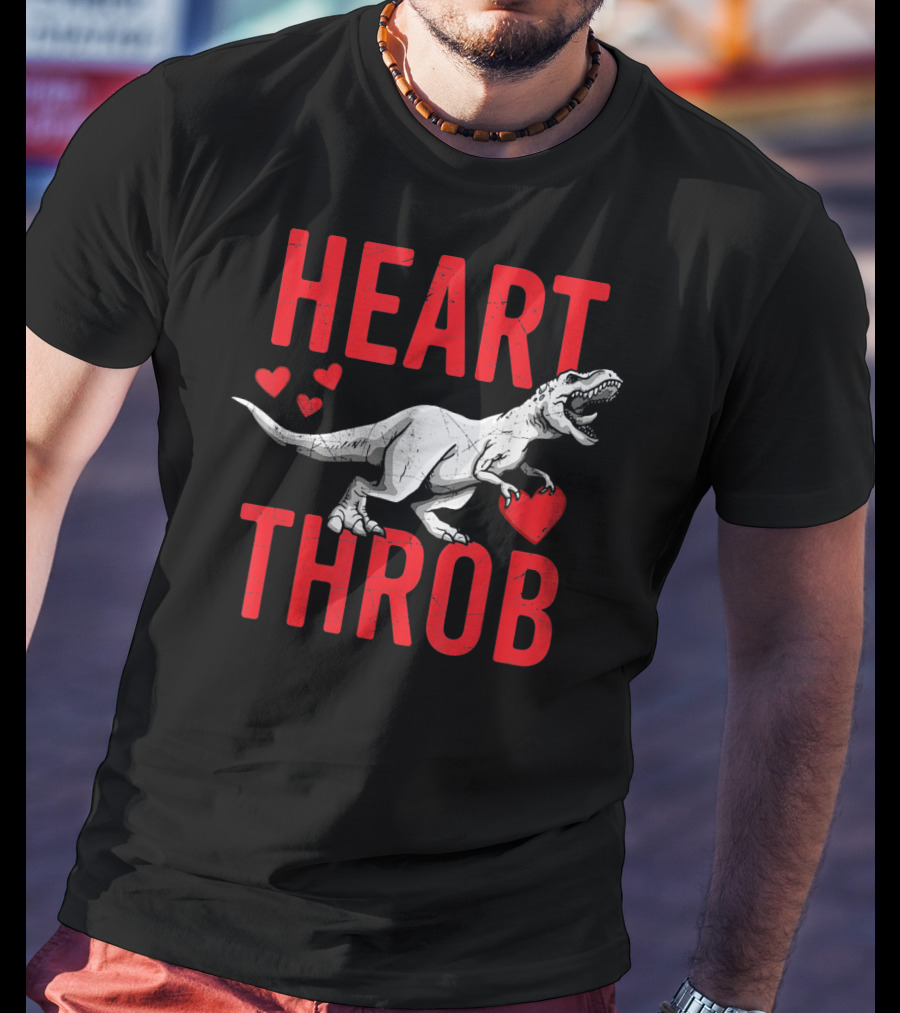 Funny Dinosaur Valentine's Day Heart Throb T-Rex With Hearts T-Shirt