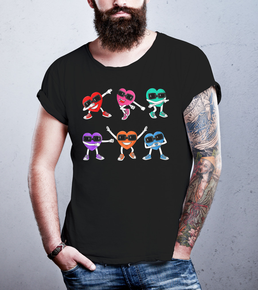 Funny Dancing Colorful Hearts Dance Challenge T-Shirt