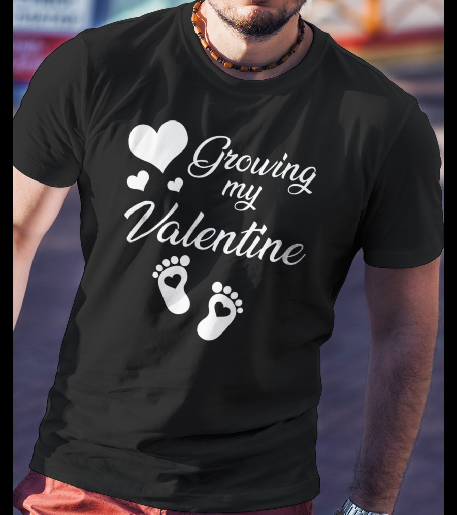 Growing My Valentine Heart Footprint T-Shirt