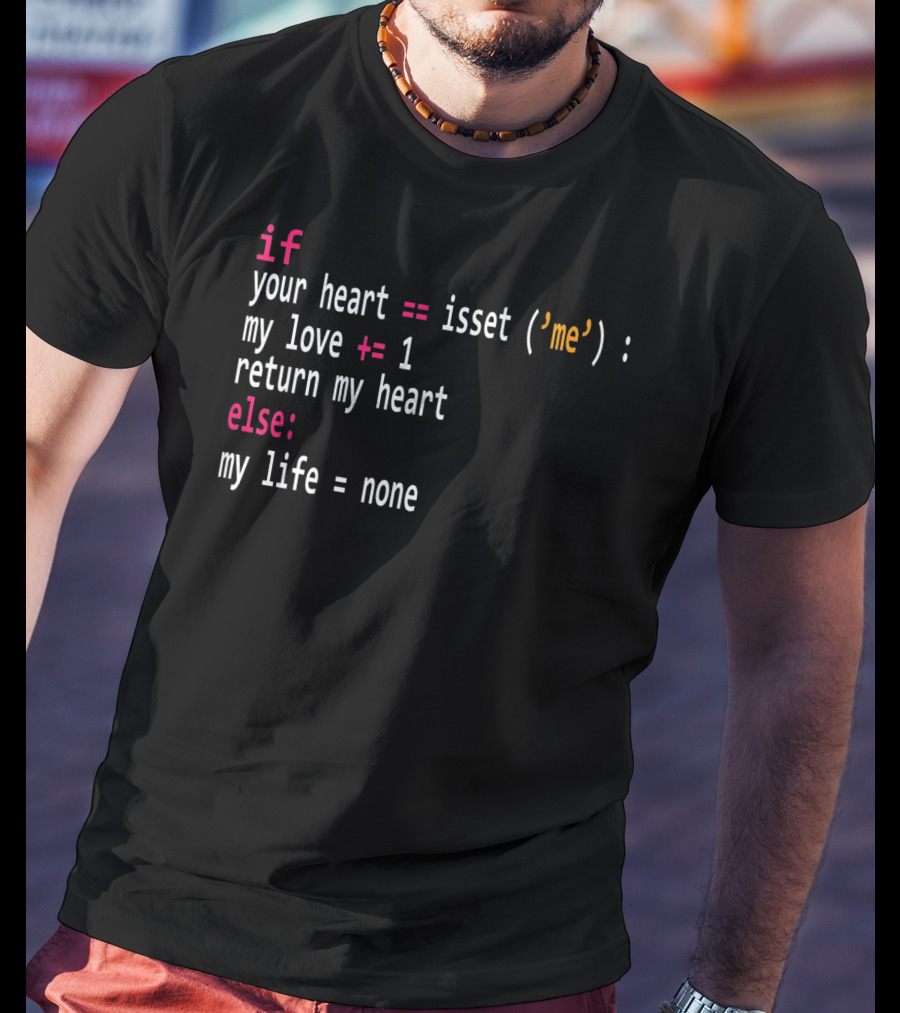 Funny Mens Womens Programmers Valentine's Day Code If Your Heart Isset My Love Return My Heart T-Shirt