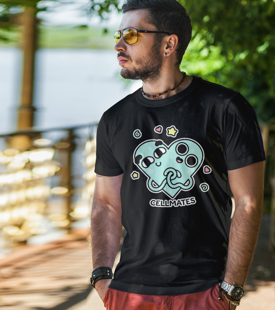 Cellmates Funny Microbiology Science Cute Heart Stars T-Shirt