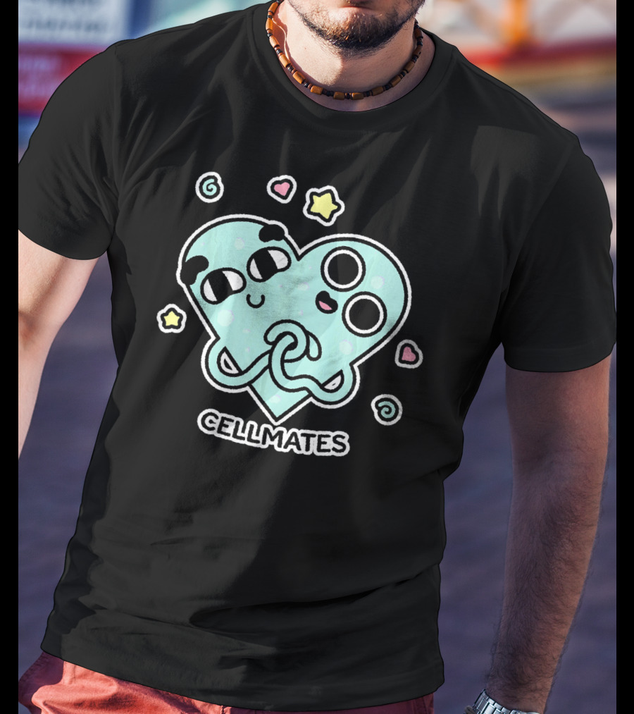 Cellmates Funny Microbiology Science Cute Heart Stars T-Shirt