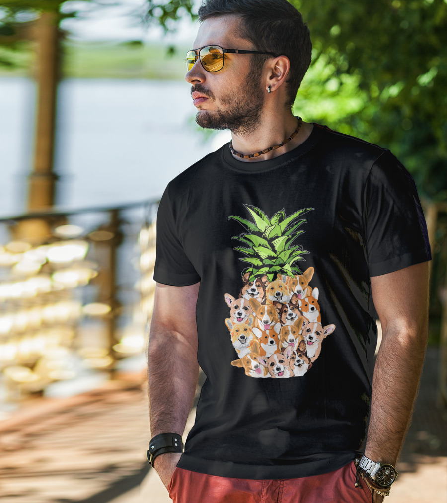 Funny Pineapple Corgi Valentine's Birthday T-Shirt