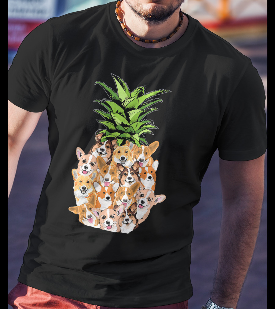 Funny Pineapple Corgi Valentine's Birthday T-Shirt