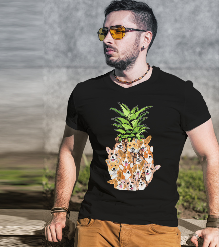 Funny Pineapple Corgi Valentine's Birthday T-Shirt