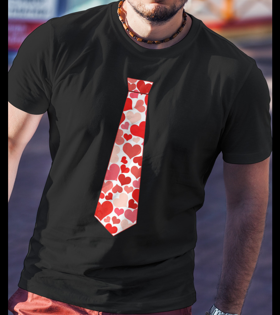 Funny Red Hearts Neck Tie For Valentine’s Day T-Shirt