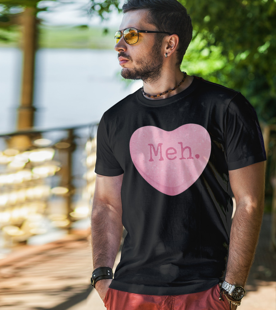 Funny Valentines Day Candy Heart Meh Single Ladies T-Shirt