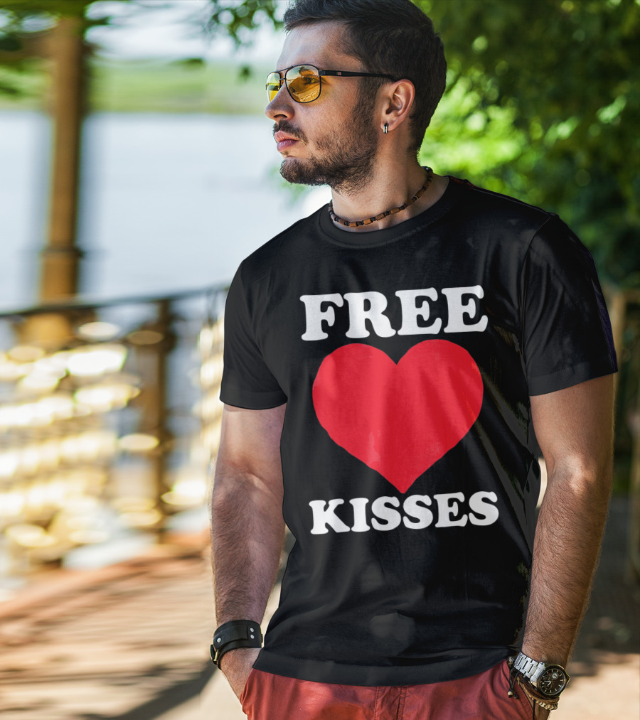Funny Valentine's Day Free Kisses Heart T-Shirt