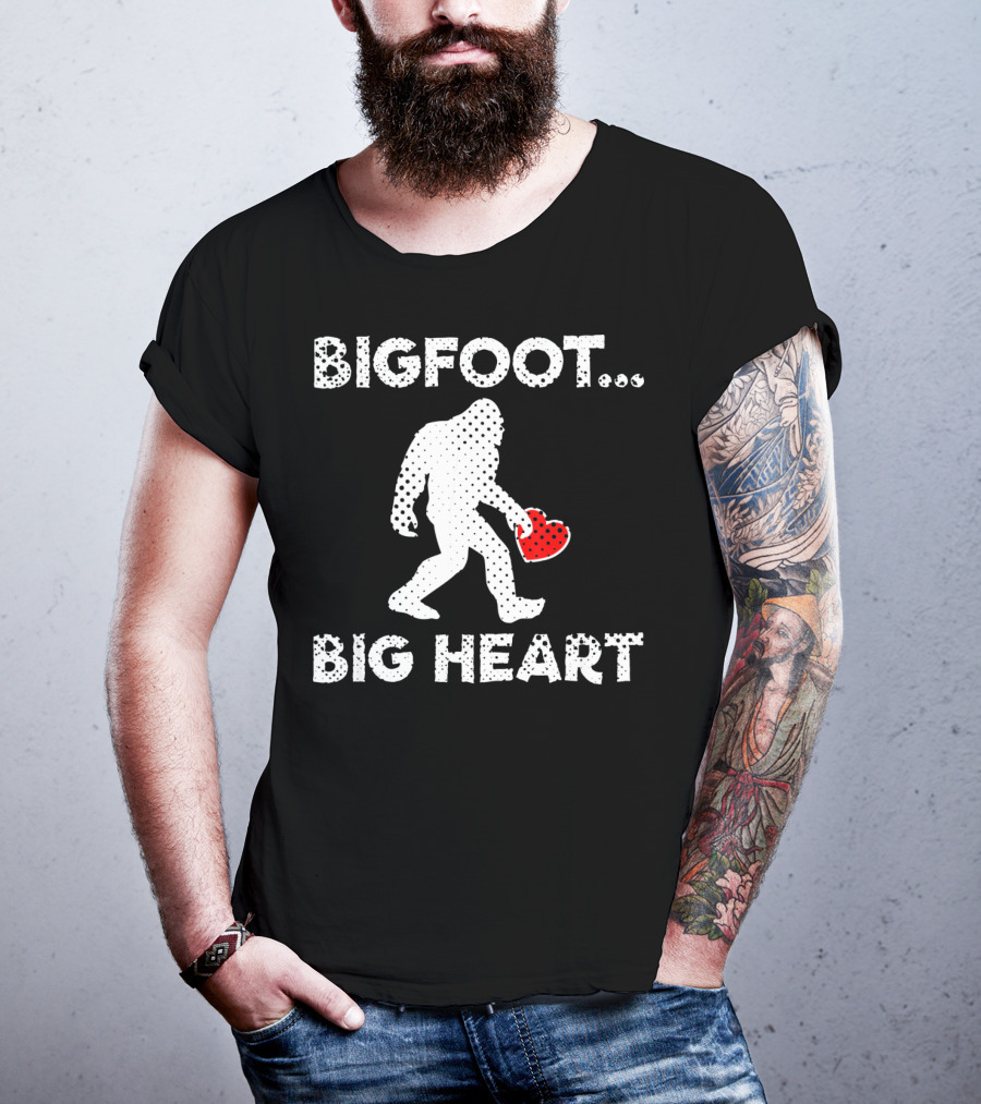 Bigfoot Big Heart Valentine's Day Funny Bigfoot Heart T-Shirt