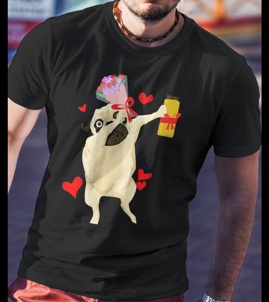 Funny Valentine's Day Dog Bouquet Jar Hearts T-Shirt