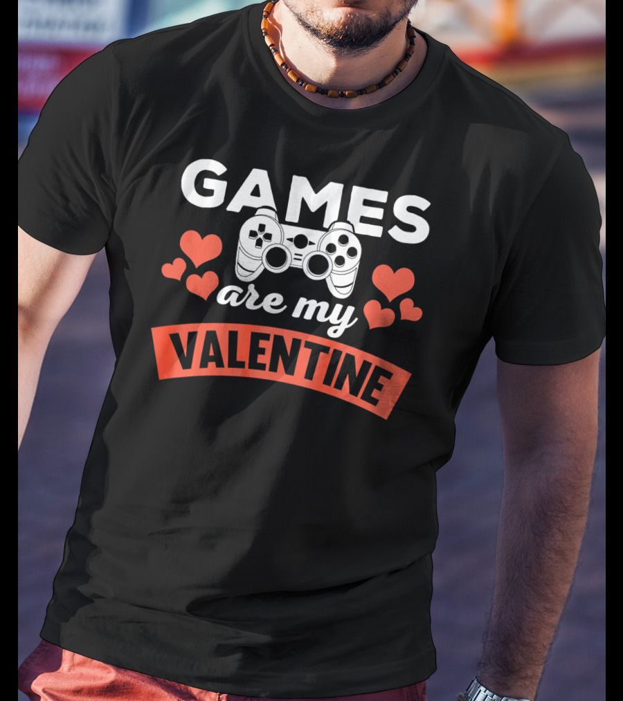 Games Are My Valentine Controller Hearts T-Shirt
