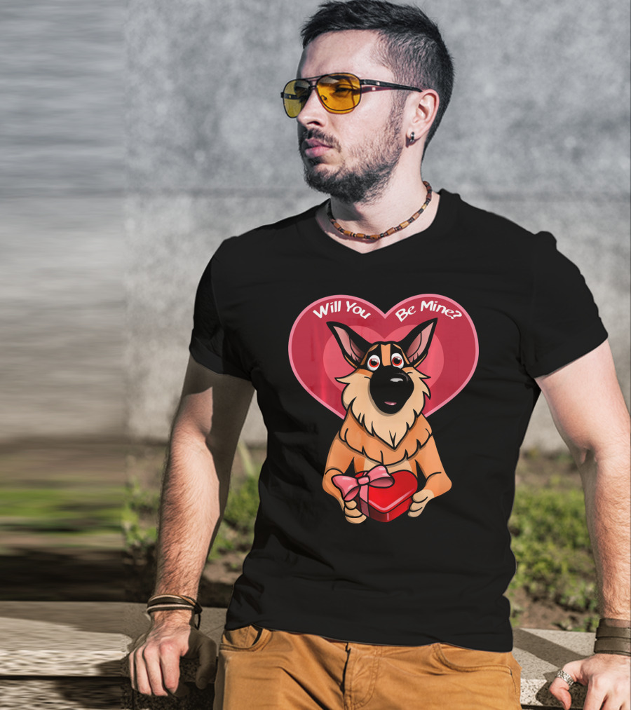 Will You Be Mine German Shepherd Valentine T-Shirt