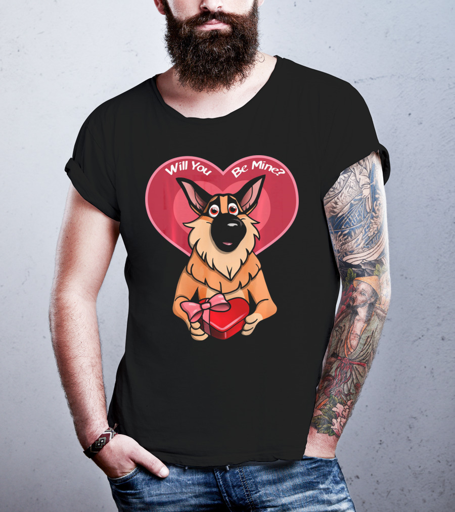 Will You Be Mine German Shepherd Valentine T-Shirt