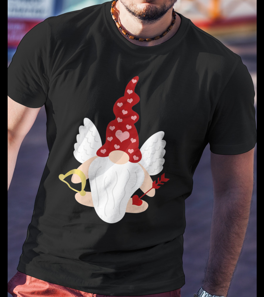Gnome Cupid With Heart Arrow Valentines Day T-Shirt