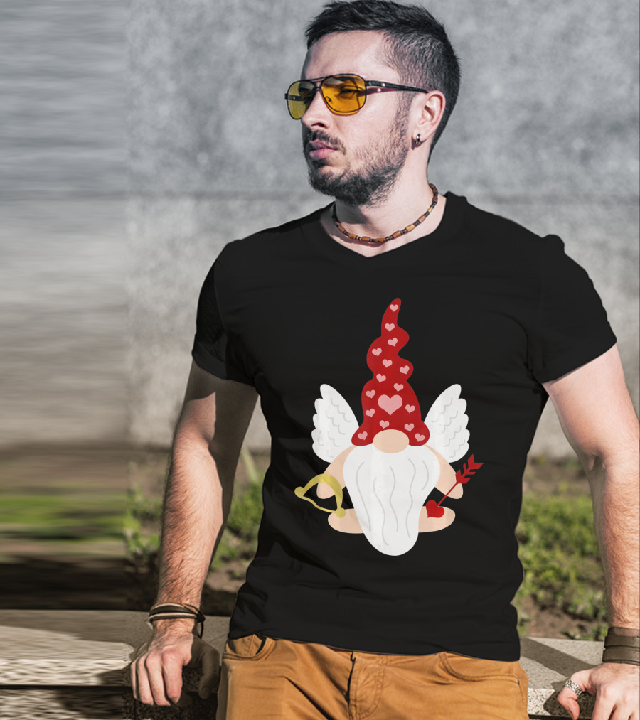 Gnome Cupid With Heart Arrow Valentines Day T-Shirt
