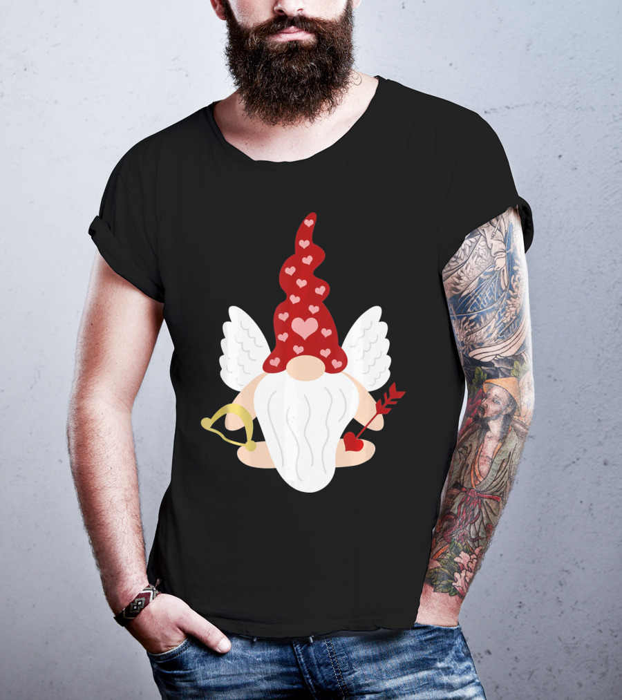 Gnome Cupid With Heart Arrow Valentines Day T-Shirt