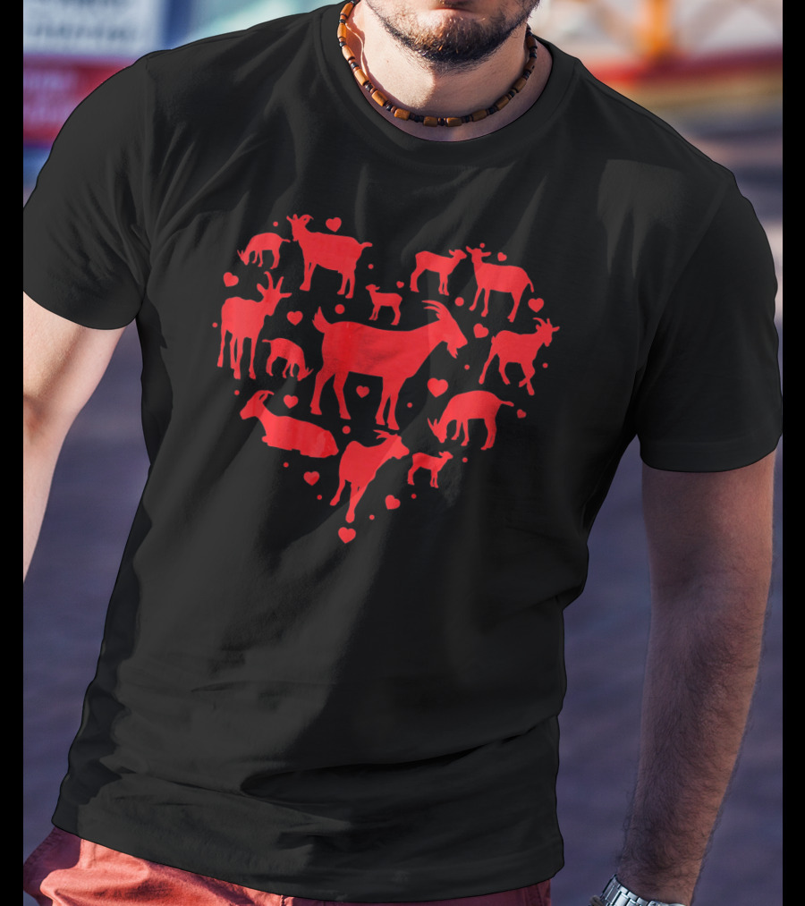 Goat Valentines Day Heart Silhouette Lover T-Shirt