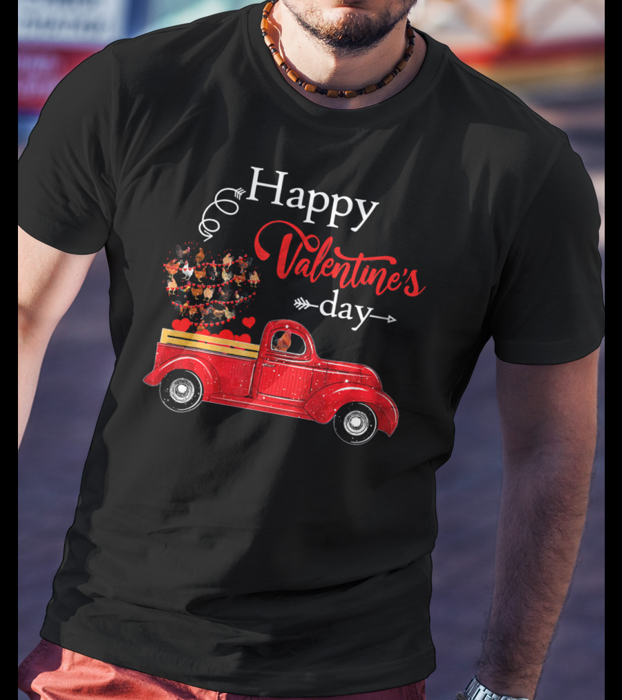 Happy Valentine's Day Truck Carrying Hearts T-Shirt