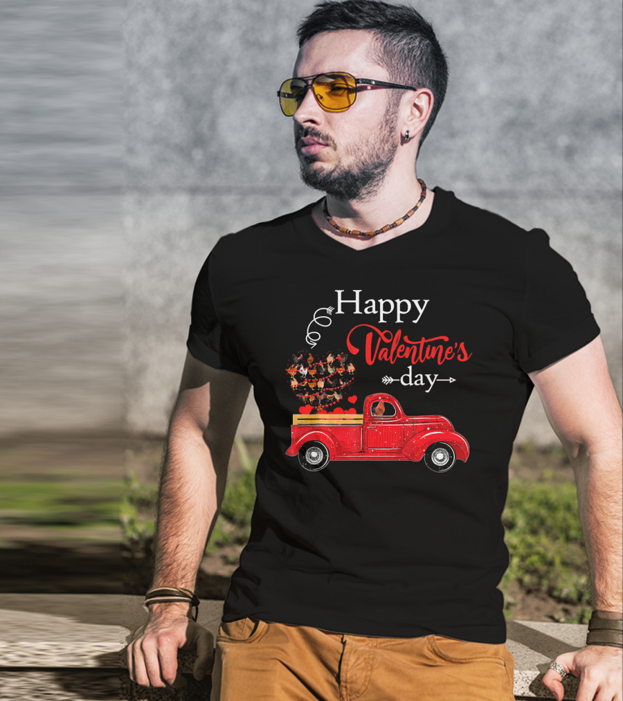 Happy Valentine's Day Truck Carrying Hearts T-Shirt