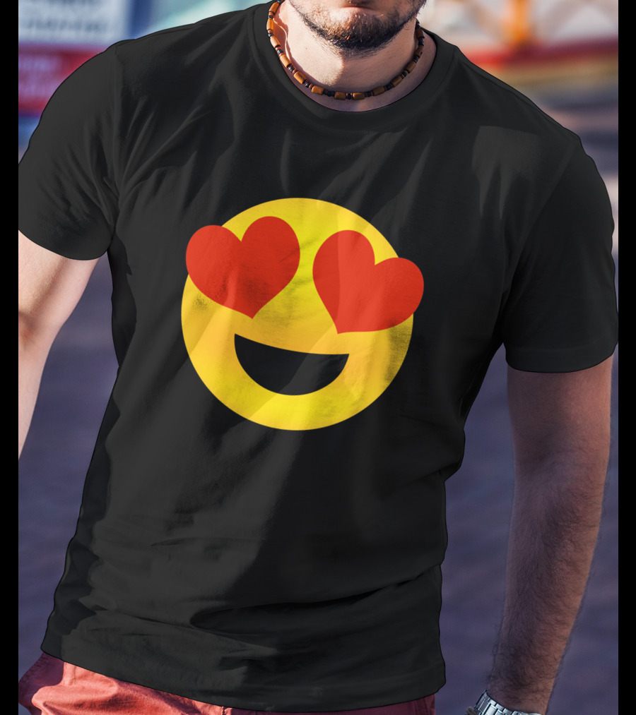 Heart Eyes Emoji Valenti Joyful Face T-Shirt
