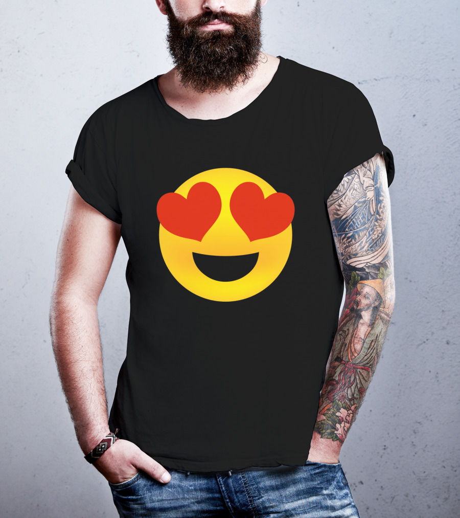 Heart Eyes Emoji Valenti Joyful Face T-Shirt