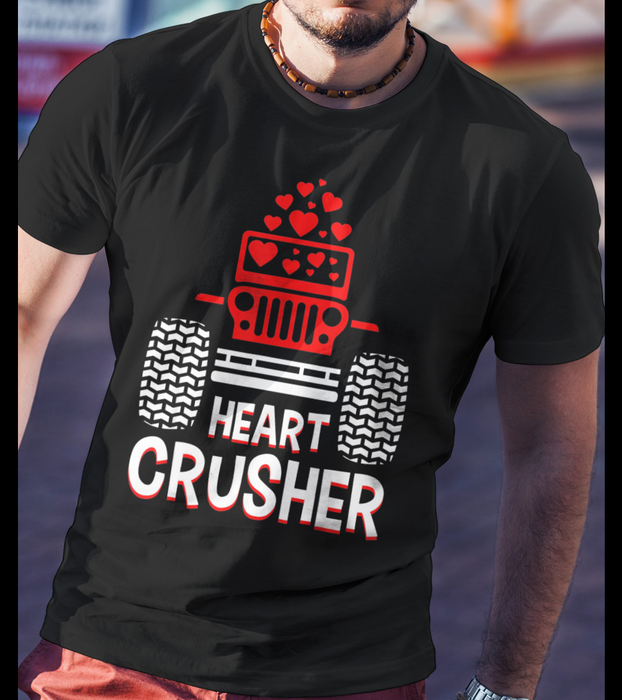 Heart Crusher Jeep Girl Heart Shape Vale Tire Tracks T-Shirt