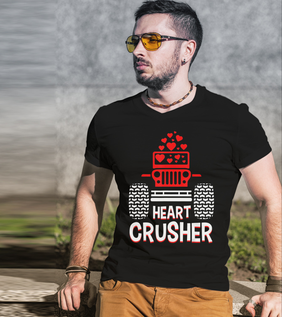 Heart Crusher Jeep Girl Heart Shape Vale Tire Tracks T-Shirt