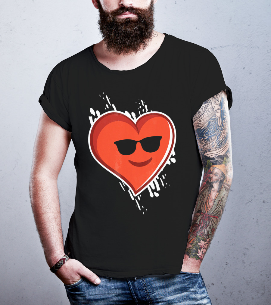 Heart Emoji Cool Shades Valentines T-Shirt