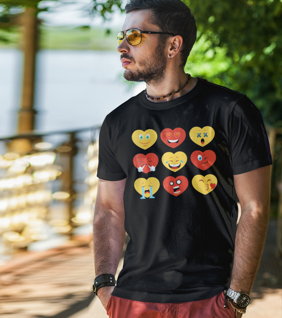 Valentines Day Heart Emoji Faces Collection T-Shirt