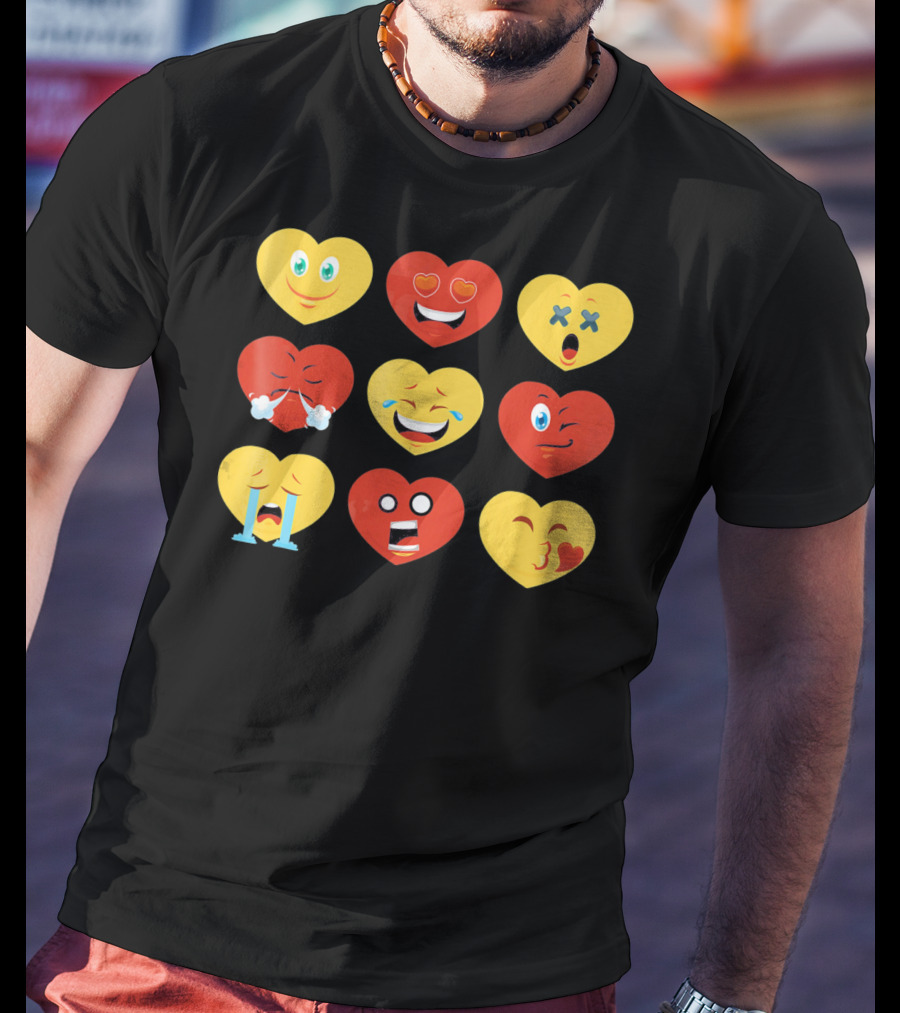 Valentines Day Heart Emoji Faces Collection T-Shirt