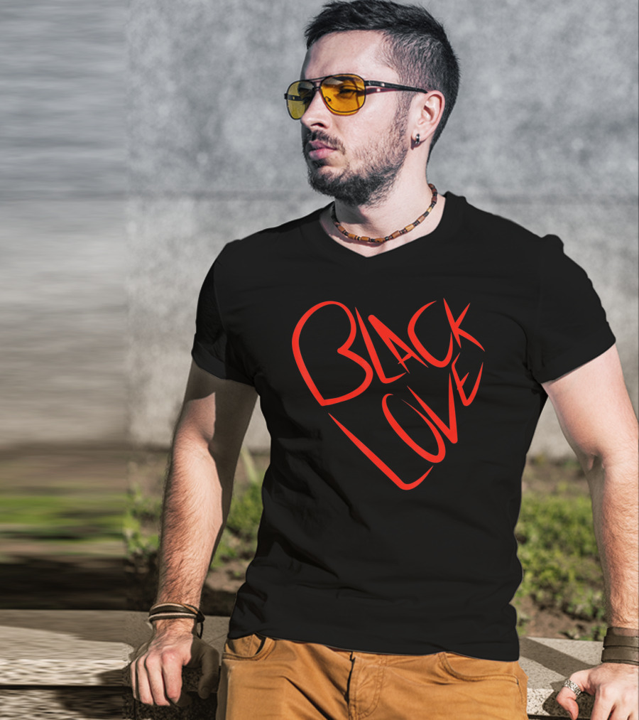 Black Love Heart Shaped Valentine’s Day T-Shirt