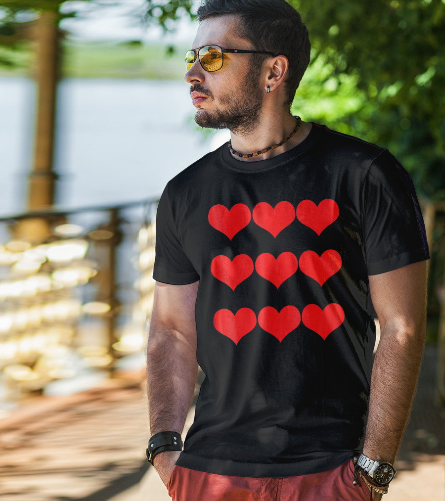 Heart Valentines Day Nine Red Hearts T-Shirt