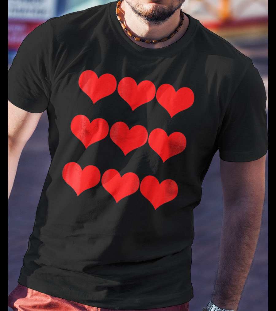 Heart Valentines Day Nine Red Hearts T-Shirt