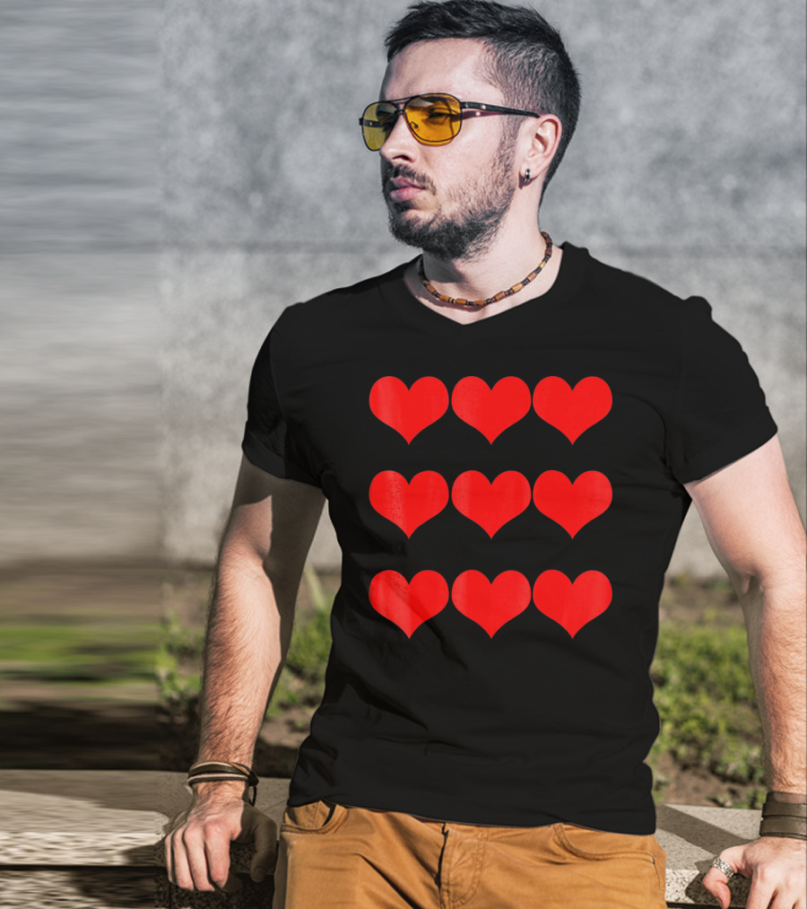 Heart Valentines Day Nine Red Hearts T-Shirt