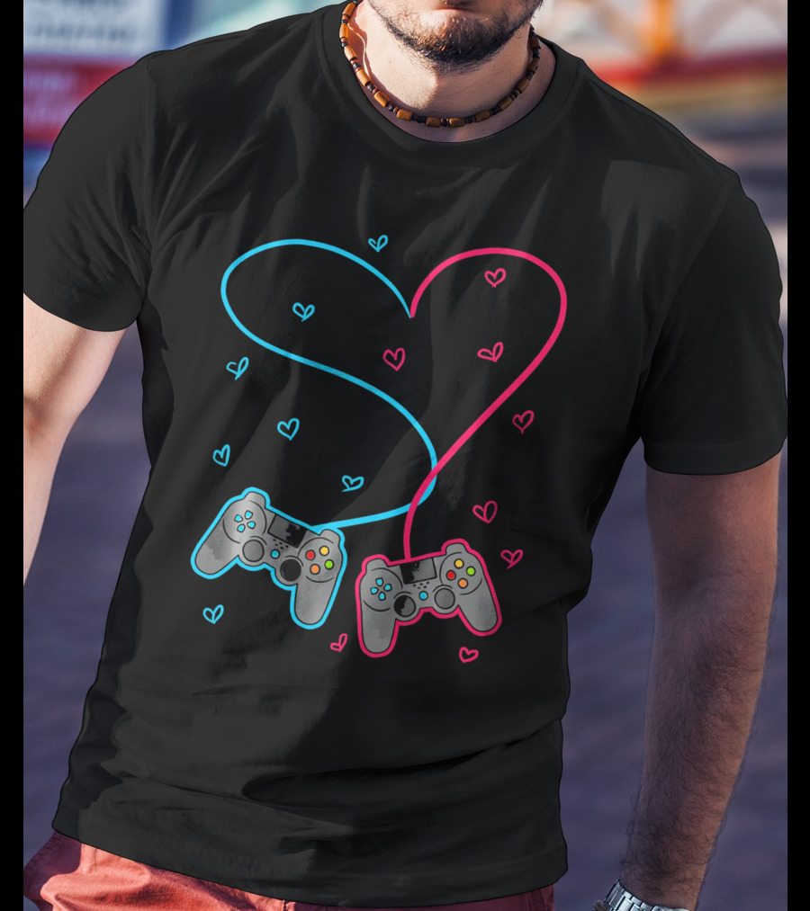 Heart Lovely Hearts Valen Game Controller Love T-Shirt