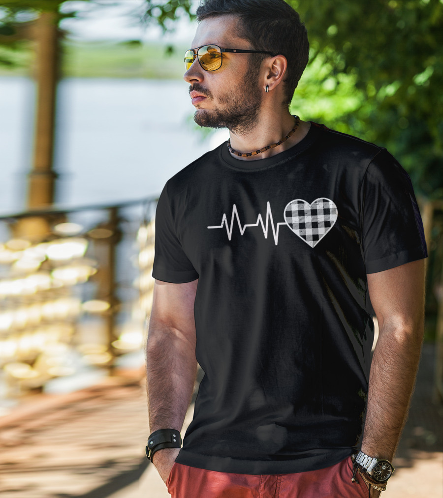 Heartbeat Buffalo Plaid Heart Val T-Shirt